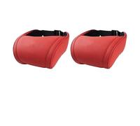 1/2PCS Seat Headrest Travel Rest Neck Pillow PU Leather Memory Foam Pillows Car Accessories para Conducir(2 PCS Red)