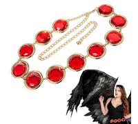 1/2set Cinturón De Cosplay Para Mujer - Cinturón Rojo Para Cosplay De Titans-Raven Para Mujer | Accesorios Para Disfraces De Jóvenes Titanes | Cadena De Gemas Rojas Con Círculo De Diamantes De Imitaci