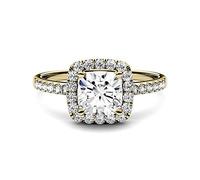 1 3/8 ct. tw. Anillo de halo moissanite en un anillo blanco de rosa amarillo de 10k 14k, promesa de compromiso anillo de eternidad para mujeres, aniversario de bodas aniversario de San Valentín