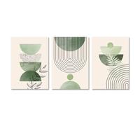 1/3 piezas de impresiones geométricas de hojas verdes salvia bohemias, póster moderno minimalista, arte abstracto, imágenes de arte de pared, decoración del hogar (50 x 70 cm x 3/sin marco)