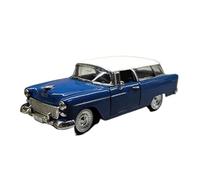 1:32 Chevrolet 1955 Modelo De Coche De Aleación Carrocería Azul Techo Blanco Cuatro Puertas Recuerdos Decorativos Vintage Miniaturas De Automoción