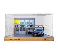 1/32 Escala LED Fujiwara Toufu Store Scene Model Car Display Case with AE86 Diecast Car Model JDM Car Model Display Box