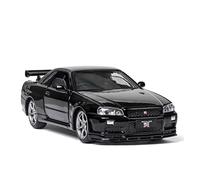 1/32 para Nissan Skyline Ares GTR R34 Juguetes De Modelo De Coche De Simulación Clásicos Hechos De Metal Fundido Presión(Negro)