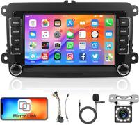 1+32GB Android Radio Coche para VW Golf 5 6 Polo Tiguan Passat Touran Caddy T5 Trasporter Skoda Seat con MirrorLink, 7'' Pantalla Radio con Bluetooth/WiFi/GPS/Cámara de Seguridad/FM/RDS/SWC