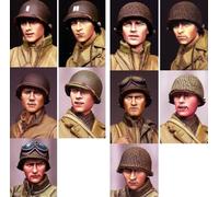 1/35 - Kit de modelismo de Resina de Repuesto de Cabeza de Soldado Americano de la Segunda Guerra Mundial Piezas de modelismo de Resina sin Pintar y sin Montar (10 Cabezas de Resina)//9Y7F-8