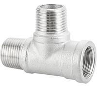 1/4 "1/2" 3/4 "1" 1-1/4 "BSP macho/hembra roscado 3 vías conector de tubería en T acero inoxidable SS304(Silver 1,1.25 Inch)