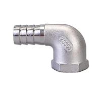 1/4 "3/8" 1/2 "3/4" 1 "BSP hembra x 15mm20mm25mm32mm espiga for manguera codo de cola de manguera conector de 90 grados acero inoxidable SS304(SILVER 1/2",OD 20mm)