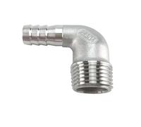 1/4 "3/8" 1/2 "3/4" 1 "BSPT macho 6/8/10/12/14/15/16/20/25/32mm espiga for manguera codo de cola de manguera conector de 90 grados acero inoxidable SS304(DN10 x Barb 10mm)