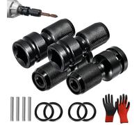 1/4" Hex Shank Socket Converter - 1/2" to 1/4", Hex Female Socket Adapter, Impact to 1"/4" Hexs Converters, Quick Release Bit Holder, for Drill Impact Ratchet Wrench (4Pcs)