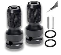 1/4" Hex Shank Socket Converter, 1/2" to 1/4" Quick Release Bit Holder, Impact Grade Socket Adapter with Quick Change Mechanism for Power Drill, Electric Screwdriver (2pcs)
