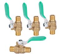 1/4 Inch Ball Valve | Robust Brass Double External Thread | Shut Off Valve for Water/Gas/Solar Piping Systems | Set of 4, Oxidation Tolerant
