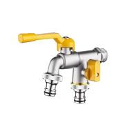 1-4 piezas Grifo de latón for manguera jardín 1/2'', 1 entrada, 2 salidas, 4 puntos, todo cobre, for conexión exterior balcón Para Exterior, Manguera, Lavadora y Depósito(Double-outlet 1Pc)