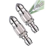 1/4" Quick Connect Stainless Nozzle Set for High Pressure Sewer Jetter, Drain Pipe Cleaning Tool, 2025 New 7 Holes 5800PSI High-Pressure Rotating Spray (2PCS)