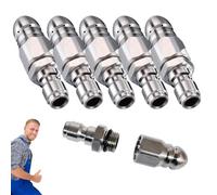 1/4" Quick Connect Stainless Nozzle Set, High-Pressure Rotating Spray Gutter Cleaning Tools, Strong Shot Nozzle Pressure Washer Drain Jetter Sewer Cleaning Kit, Hydro Jetting Tips Accessories(5PCS)