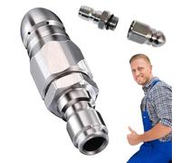 1/4" Quick Connect Stainless Nozzle Set, High-Pressure Rotating Spray Gutter Cleaning Tools, Strong Shot Nozzle Pressure Washer Drain Jetter Sewer Cleaning Kit, Hydro Jetting Tips Accessories(1PC)