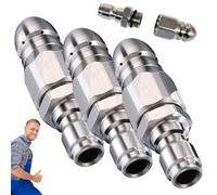 1/4" Quick Connect Stainless Nozzle Set, High-Pressure Rotating Spray Gutter Cleaning Tools, Strong Shot Nozzle Pressure Washer Drain Jetter Sewer Cleaning Kit, Hydro Jetting Tips Accessories(3PCS)