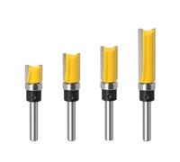 1/4 Uds 6mm/6,35mm vástago brocas rebajadoras y rebajadoras hoja plantilla patrón poco rodamiento 1/2 "fresa de extremo recto for carpintería diámetro 12,7mm(4Pcs 6mm Shank)