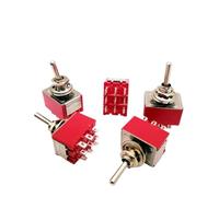 1/4 Uds., 9 pines, interruptores de palanca, rojo, 2/3 posiciones, encendido-apagado/encendido-apagado, DPDT, 6A/125V-3A/250V CA, MTS-302, interruptor de botón