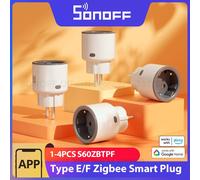 SONOFF S60ZBTPF Enchufe Inteligente Zigbee - Control Remoto, Monitor. Energía, Timer, Protec. Sobrecarga, Repetidor Zigbee, eWeLink 2Pack