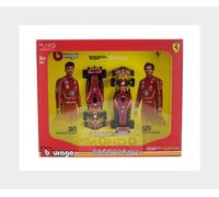 Bburago - Ferrari SF-24 F1 Imola Livery 2024 Leclerc #16 y Sainz #55, Set de 2 Coches Diecast a Escala 1:43, Caja Expositora, Licencia Oficial Ferrari, Edad Recomendada 14+ Años