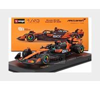 BBurago Coche diecast McLaren F1 MCL39 2025 #81 Piastri 1:43 con vitrina, base y licencia oficial