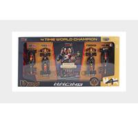 Burago Set 4 Coches F1 Red Bull, MAX Verstappen, 1:43, Réplica Oficial, Metal Die-Cast, Ruedas funcionales, Modelos RB16 RB18 RB19 RB20, Juguete Coleccionable, 3 años (78516)