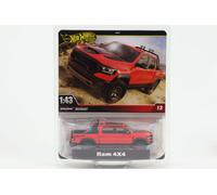 1:43 Hot Wheels Premium 2024 Real Riders Ram 4x4 Pickup Rojo Negro