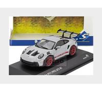 Solido Modelo 1:43 Porsche 911 992 GT3 RS 2023 Gran alerón, llantas Blanco con acentos rojos