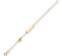 1,4mm Id Pulsera Cadena Panzer Corazón con Ángel de 333 Oro Oro Amarillo 14cm