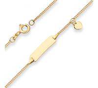 1,4mm Identificación Cadena con Corazón Joyas Brazo De 375 Oro Amarillo 14cm