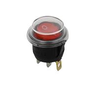 1/5/10 Uds KCD1 interruptor basculante redondo 12V con luz LED tapa resistente a la humedad de 3 pines(Red Waterproof,12V)