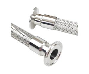1.5" 2" Tri Clamp x 19/25/32/38/45mm Pipe OD 304 Stainless Steel Braided Soft Tube 500 700 1000 1500 2000mm(19mm OD K50.5mm,700mm)