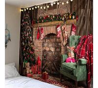 1.5 * 2m Telón De Fondo Fotografía Patrón De Árbol De Navidad Chimenea Backdrop Background Rojo para Navidad Escena Fiesta Christmas Estudio (230x180cm,Figura 4)