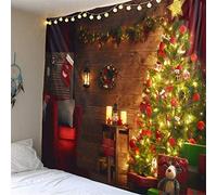 1.5 * 2m Telón De Fondo Fotografía Patrón De Árbol De Navidad Chimenea Backdrop Background Rojo para Navidad Escena Fiesta Christmas Estudio (150×150cm,Figura 6)