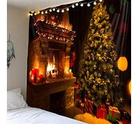 1.5 * 2m Telón De Fondo Fotografía Patrón De Árbol De Navidad Chimenea Backdrop Background Rojo para Navidad Escena Fiesta Christmas Estudio (230x180cm,Figura 7)
