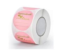 1.5 Inch Natural Brown Kraft S (500 Per Roll), Homemade with Love with Lines for Writing (permanent Adhesive) for Store Owners, Crafts