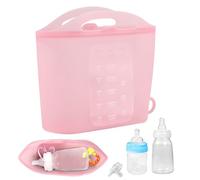 1,5 L Bolsas Esterilizadoras Biberones, Reutilizables Sterilizer Bags for Baby Bottles Bolsa Esterilizadora de Silicona para Microondas Imprescindibles para Mamá para Chupetes (Rosa)