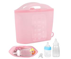 1,5 L Bolsas Esterilizadoras Biberones, Reutilizables Sterilizer Bags for Baby Bottles Bolsa Esterilizadora de Silicona para Microondas Imprescindibles para Mamá para Chupetes (Rosa)