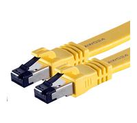 1,5 m - Cable de conexión Cat8.1 High End plano amarillo - 1 pieza 40 Gigabit cable de red Ethernet LAN cable 40000 Mbits 2000 Mhz cable de conexión Cat8 LSZH UFTP PIMF Rj45 macho - 1 x 1,5 m