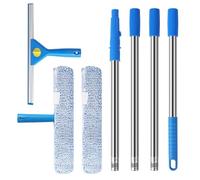 1.5 m Limpia Cristales con Mango telescópico,35 cmVentanas con Escobillade Siliconay 38 cm Microfibra,LimpiacristalesTelescopicoadecuadoparalimpiarventanasdeautomóviles,duchas,Puertas de Vidrio