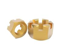 1-5 piezas M6 M8 M12 M14 M16 Biela de latón puro de cobre, cubo de eje de rueda, tuerca de castillo ranurada, dientes finos, dientes estándar(M12x1 pitch 2pcs)