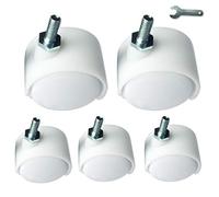 1.5" Ruedas Giratorias,Ruedas para Sillas de Oficina, Ruedas para Muebles,Ruedas de Carro,Pernos M6, Blancos, con Frenos (5 Piezas)