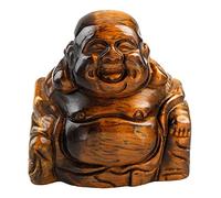 1.5" Tiger's Eye Stone Happy Laughing Buddha Pocket Statue Feng Shui Figurines Healing Crystal Wealth and Good Luck-4 Pc