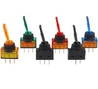 1/5 Uds ASW-13D 12 voltios SPST 2/3 Pin actuador largo 20A interruptor de palanca LED con lámpara de luz roja azul de encendido-apagado 12V(Green 3P2T long,5 pcs)