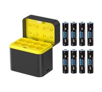 1 5 V AA de litio para organizador de batería y caja de carga con ocho ranuras, indicador LED y soporte de puerto tipo C para una carga eficiente y almacenamiento seguro