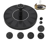 1,5 W Bomba de Fuente Solar de para Jardín, Fuente Flotante con 7 Boquillas y 4 Soportes, Bomba Ecológica para Bebederos de Pájaros, Estanques, Acuarios, Piscinas y Decoración