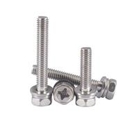 1-50 piezas M3-M10 acero inoxidable ranura cruzada cabeza hexagonal tornillos combinados con arandelas elásticas, M10x25x20mm(2 piezas)