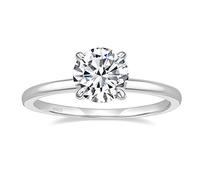 1,5CT Sterling Silver Engagement Anillos de compromiso redondo Solitario Cubic Zirconia CZ Rings de promesa de boda para sus alianzas de boda para mujeres Tamaño 3-13