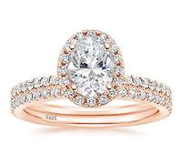 1.5ct STERLING Silver Zirconia Cubic Rings Anillos de novia Juntos de corte ovalado anillos de boda de compromiso para mujeres tamaño 4-10