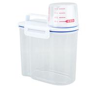 1.5kg Airtight Rice Containers Cereal Dry Food Flour Bucket, Airtight Pet Food Storage Containers with Measuring Cup Grade Clear Plastic Kitchen and Pantry (1.5kg White)